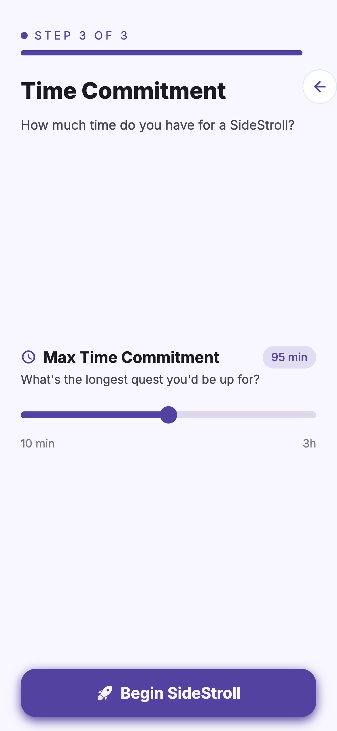 SideStroll time commitment