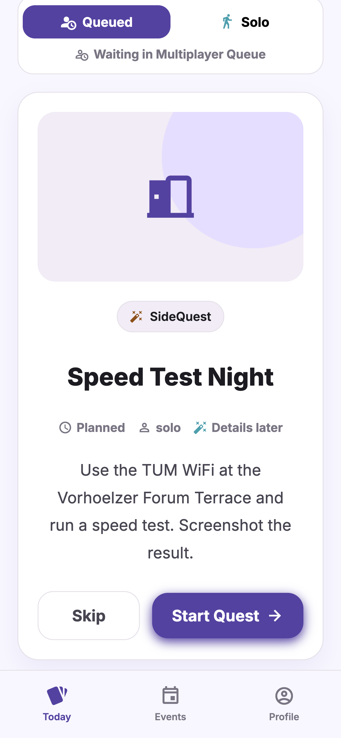 SideStroll quest card